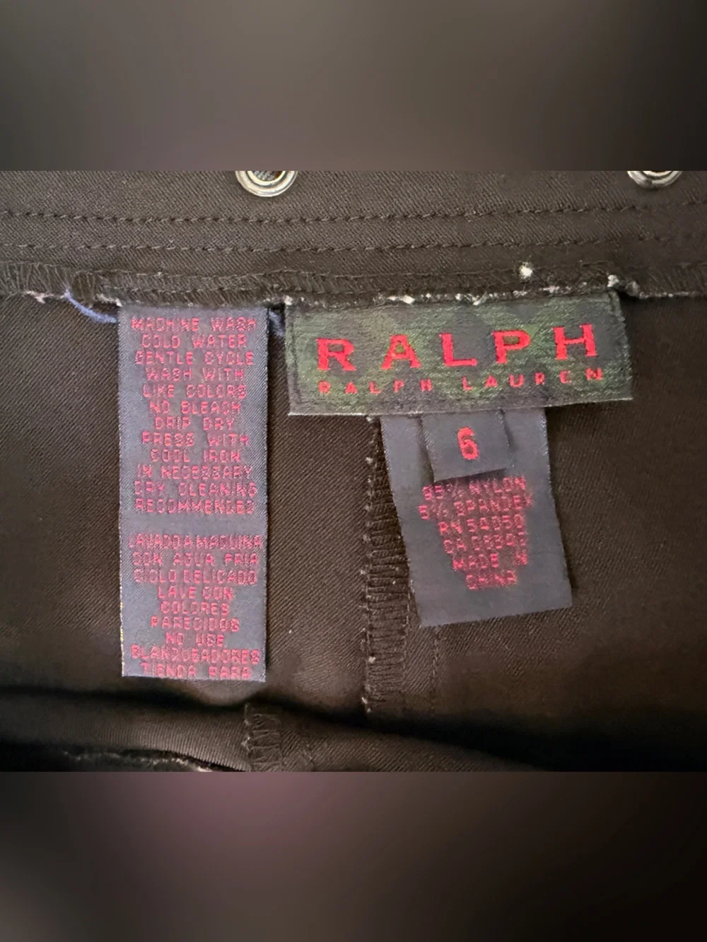 Ralph Lauren Black Pants with Red Logo Trim 90’s Vintage